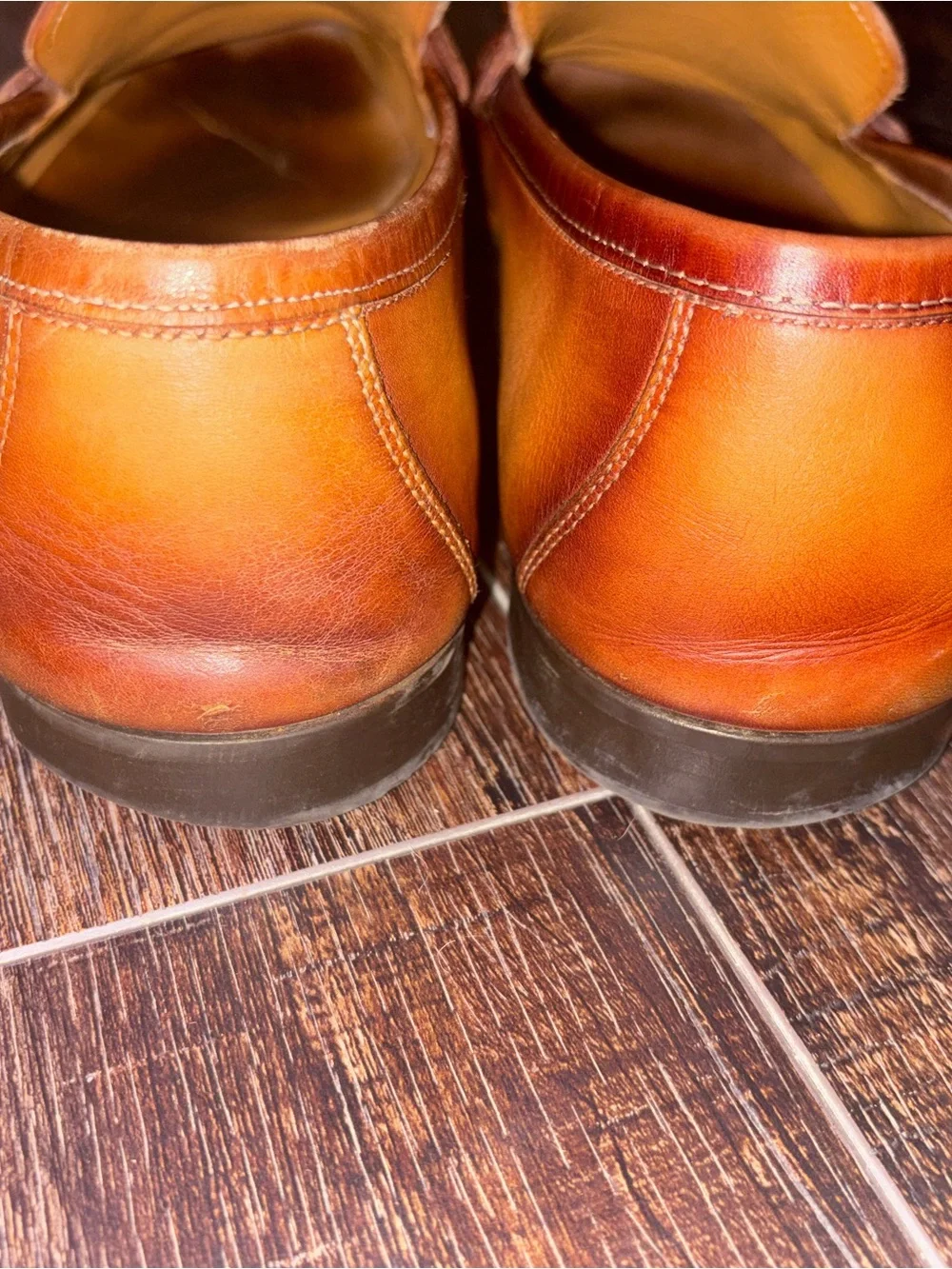 Men's Leather Bit Loafers in Cognac Brown